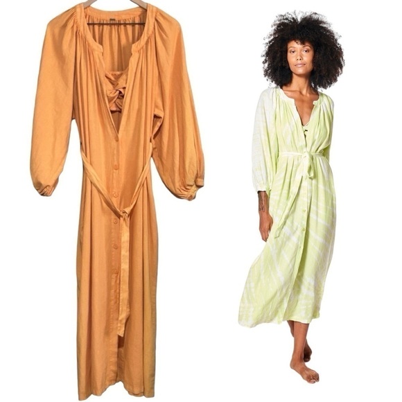 YFB Napa Dress & Bralette Women’s Small Orange Ombré Linen Blend Sundress Set - Picture 1 of 15